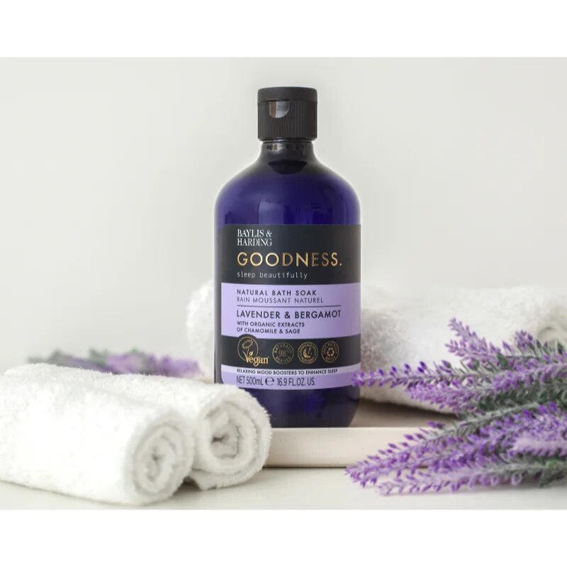 Baylis & Harding Goodness Sleep Beautifully пяна за вана за спокоен сън Lavender & Bergamot 500 мл.