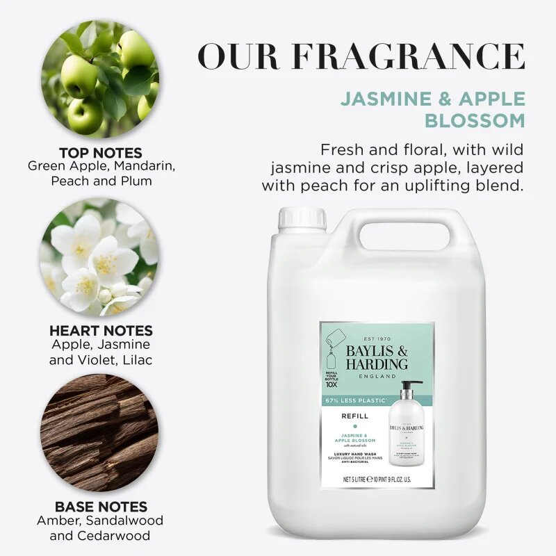 Baylis & Harding Jasmine & Apple Blossom течен сапун за ръце пълнител 5000 мл.