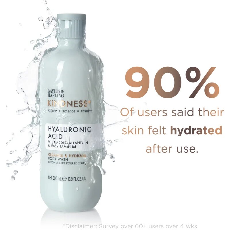Baylis & Harding Kindness+ Hyaluronic Acid хидратиращ душ гел аромати Pear & Neroli 500 мл.