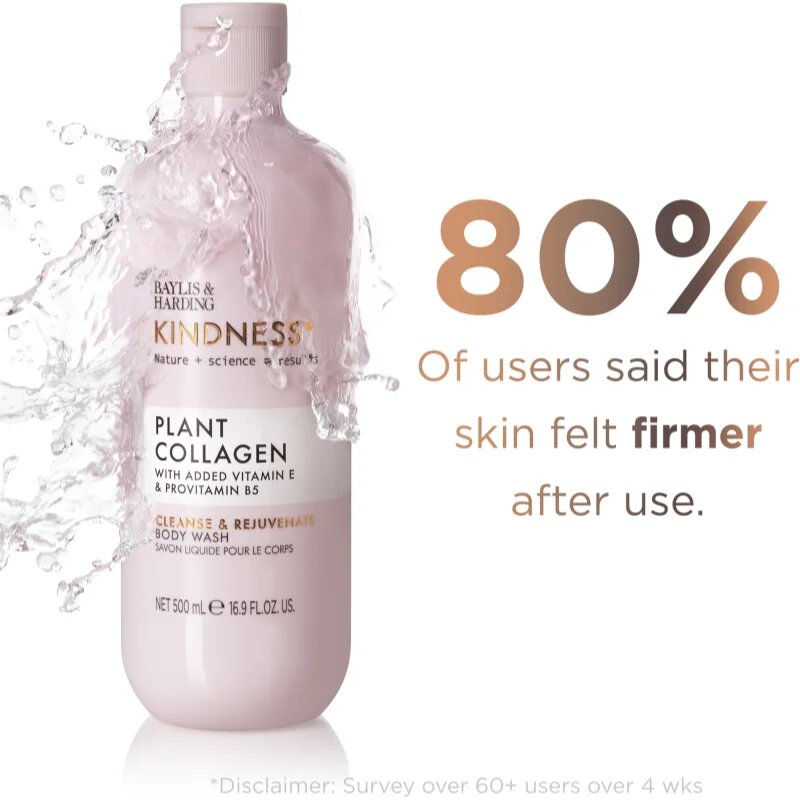 Baylis & Harding Kindness+ Plant Collagen ревитализиращ душ гел аромати Coconut Milk & Rose Water 500 мл.