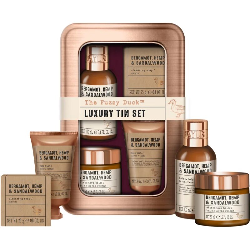 Baylis & Harding The Fuzzy Duck Bergamot Hemp & Sandalwood подаръчен комплект метална кутия