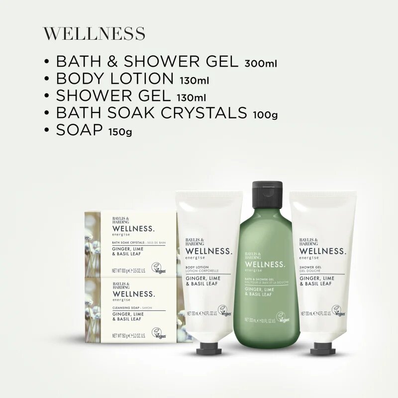 Baylis & Harding Wellness. Energise подаръчен комплект Ginger Lime & Basil Leaf