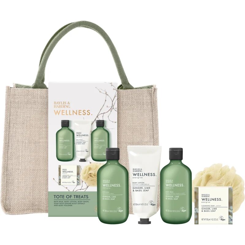 Baylis & Harding Wellness. Energise подаръчен комплект козметична чантичка Ginger Lime & Basil Leaf