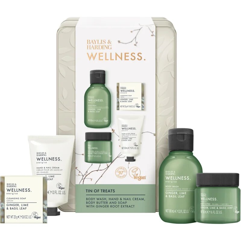Baylis & Harding Wellness. Energise подаръчен комплект за тяло Ginger Lime & Basil Leaf