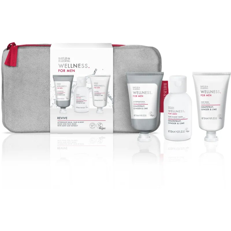 Baylis & Harding Wellness. For Men. Revive подаръчен комплект за тяло и лице за мъже Grapefruit Ginger & Lime