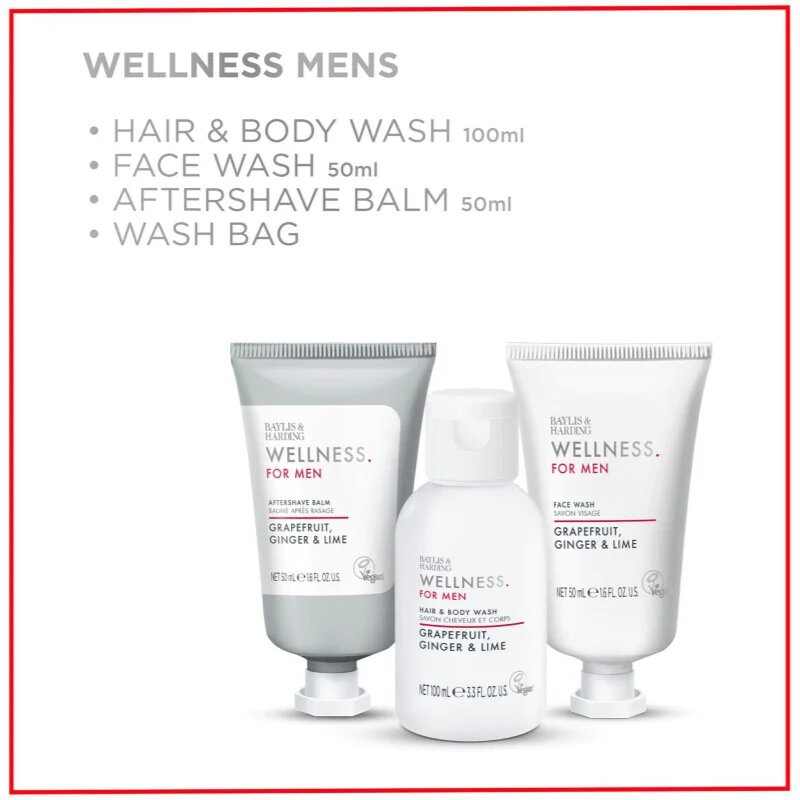 Baylis & Harding Wellness. For Men. Revive подаръчен комплект за тяло и лице за мъже Grapefruit Ginger & Lime