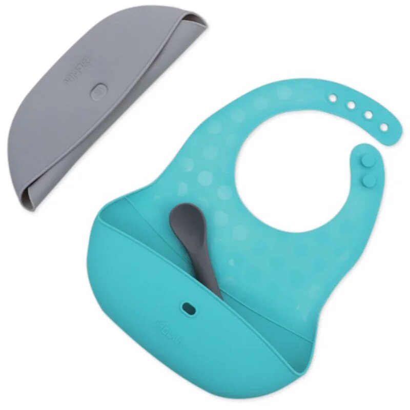 BBLÜV Pöket лигавник с лъжичка Grey/Aqua 2 бр.