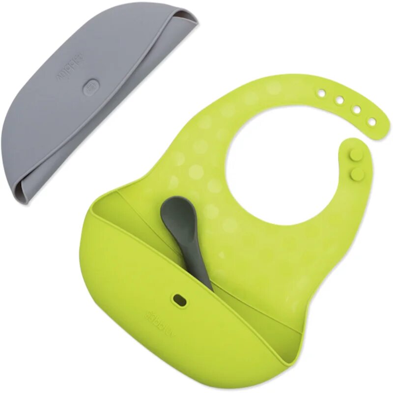 BBLÜV Pöket лигавник с лъжичка Grey/Lime 2 бр.