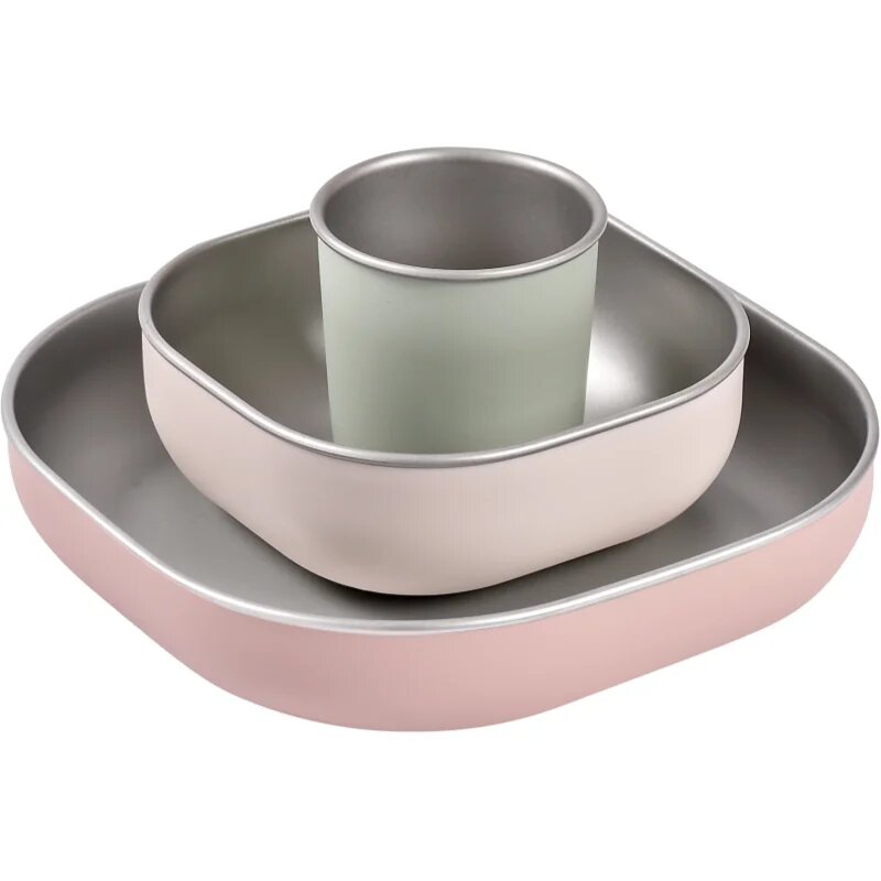 Beaba Stainless Steel Meal Set комплект за хранене Cotton Candy 4m+