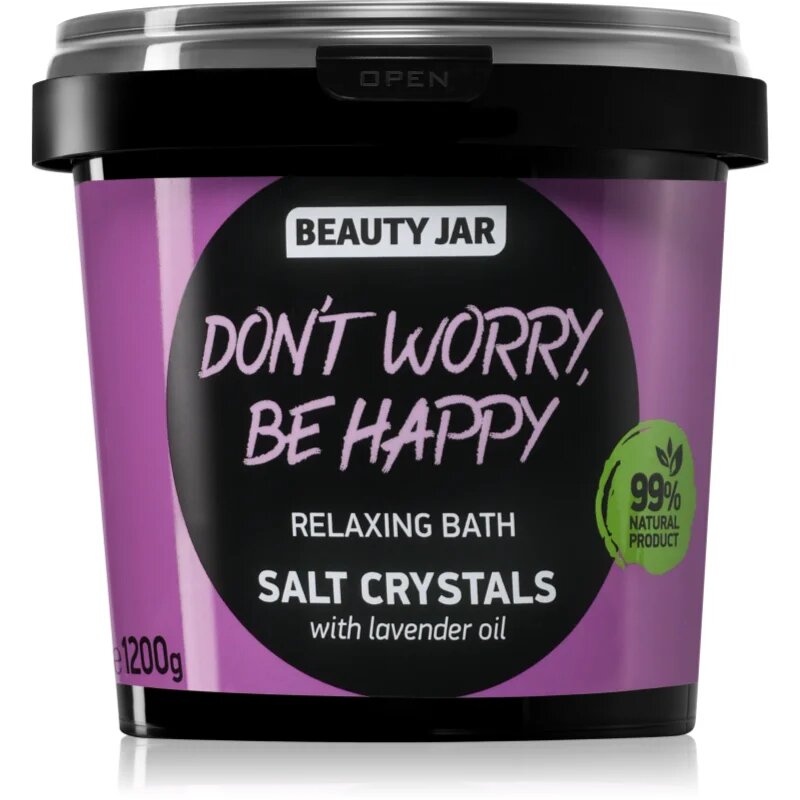 Beauty Jar Don't Worry Be Happy сол за релаксираща вана с екстракт от лавандула 1.2 кг