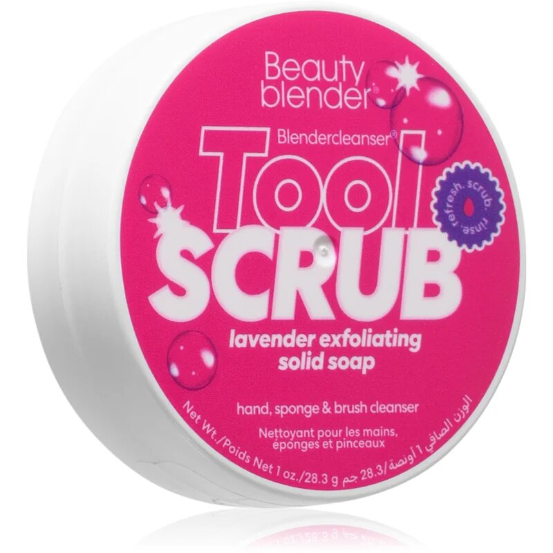 beautyblender® Tool Scrub Lavender Твърдо почистващо средство за гъби и четки за грим 28.3 гр.