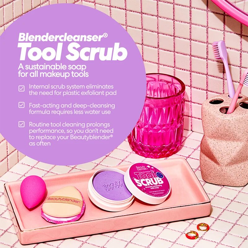 beautyblender® Tool Scrub Lavender Твърдо почистващо средство за гъби и четки за грим 28.3 гр.