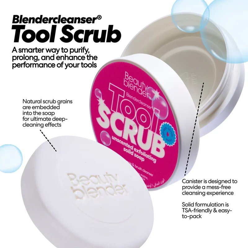 beautyblender® Tool Scrub Unscented Твърдо почистващо средство за гъби и четки за грим 28.3 гр.