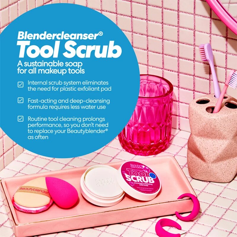 beautyblender® Tool Scrub Unscented Твърдо почистващо средство за гъби и четки за грим 28.3 гр.