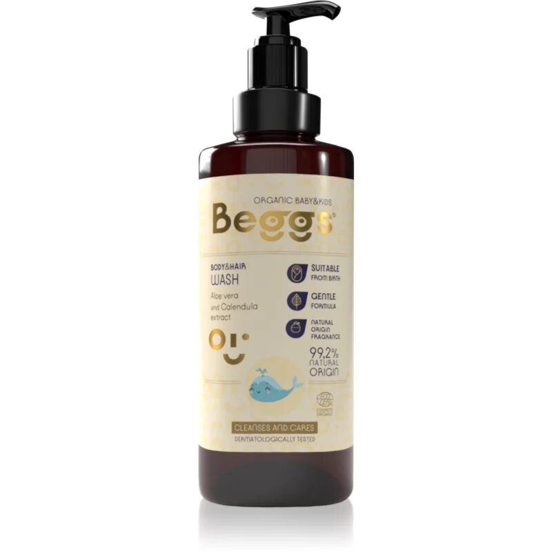 Beggs Organic Baby & Kids Body & Hair Wash душ гел за тяло и коса за деца от раждането им 200 мл.