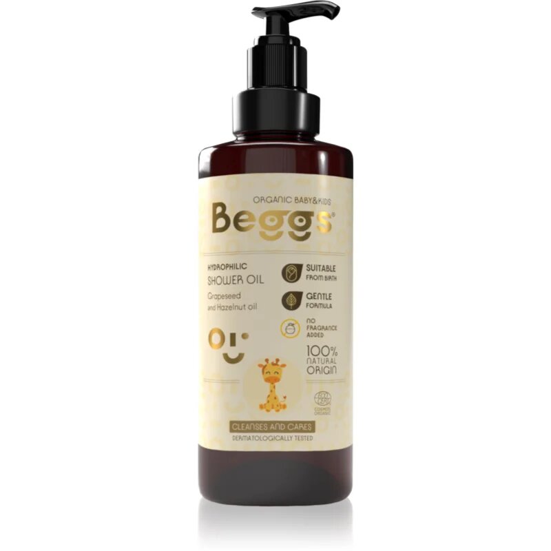 Beggs Organic Baby & Kids Hydrophilic Shower Oil почистващо олио за деца от раждането им 200 мл.