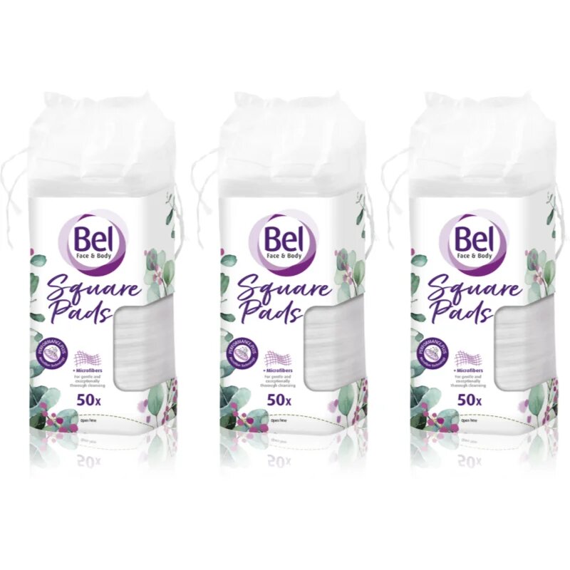 Bel Face & Body Square Pads тампони за почистване на грим изгодна опаковка 3x50 бр.