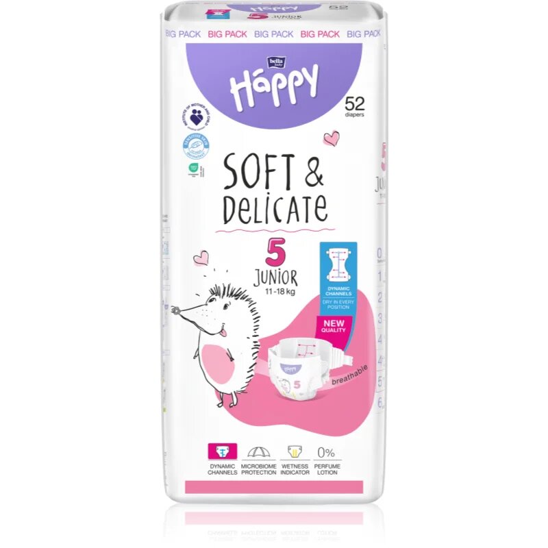 BELLA Baby Happy Soft&Delicate еднократни пелени с каналчета 11-18 kg 52 бр.