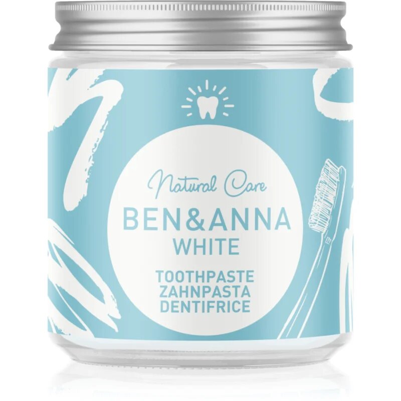 BEN&ANNA Natural Toothpaste White паста за зъби в стъклен дозатор с избелващ ефект 100 мл.