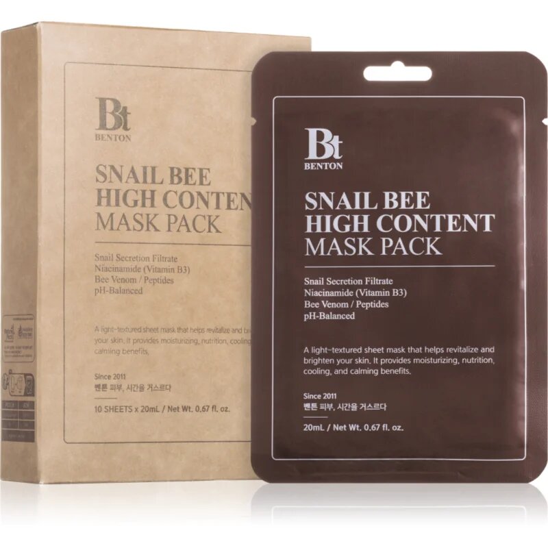 Benton Snail Bee платнена маска за цялостна грижа с екстракт от охлюви 10 × 20 гр.
