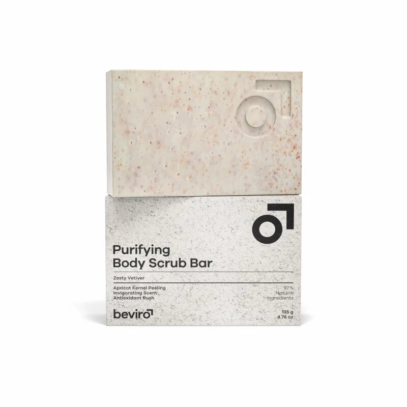 Beviro Purifying Body Scrub Bar Zesty Vetiver твърд сапун с пилинг 135 гр.