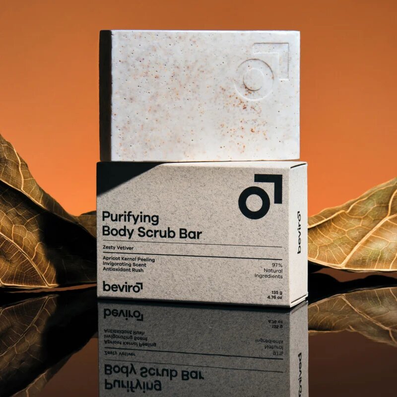Beviro Purifying Body Scrub Bar Zesty Vetiver твърд сапун с пилинг 135 гр.
