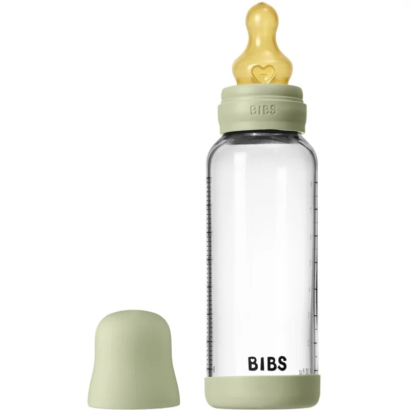 BIBS Baby Glass Bottle Round Latex шише против колики Sage 1 бр.