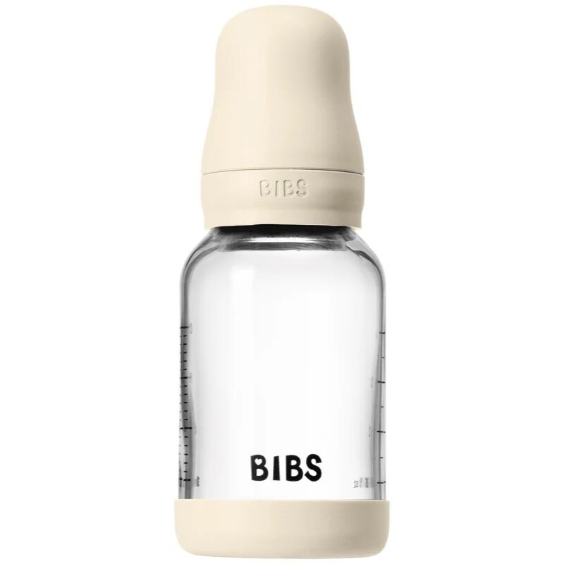 BIBS Baby Glass Bottle Silicone шише против колики със силиконова приставка за пиене Ivory 1 бр.