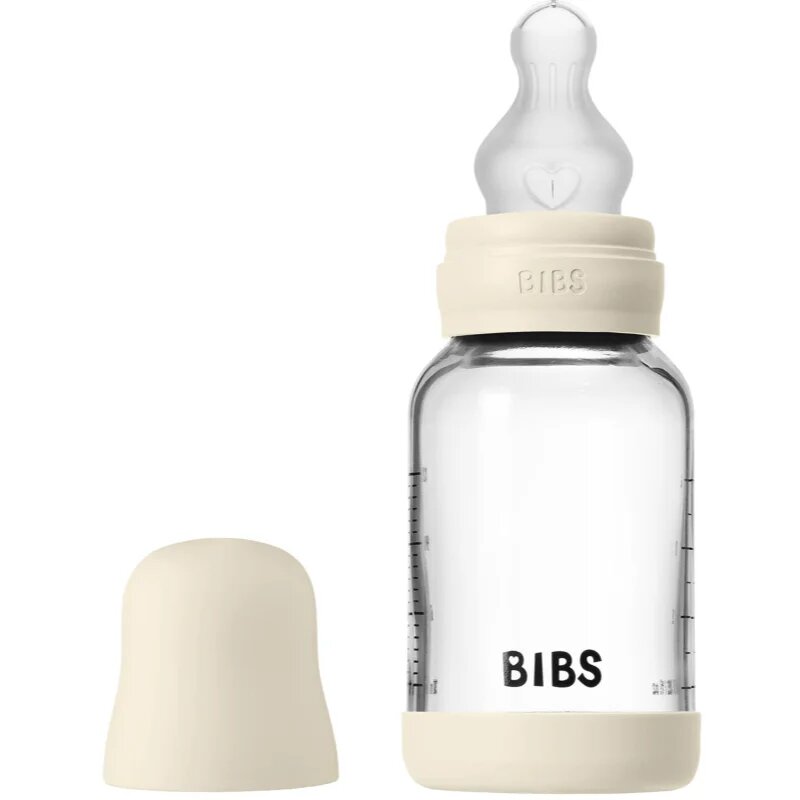 BIBS Baby Glass Bottle Silicone шише против колики със силиконова приставка за пиене Ivory 1 бр.