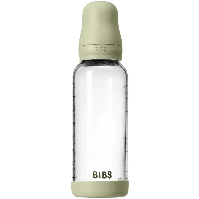 BIBS Baby Glass Bottle Silicone шише против колики със силиконова приставка за пиене Sage 1 бр.