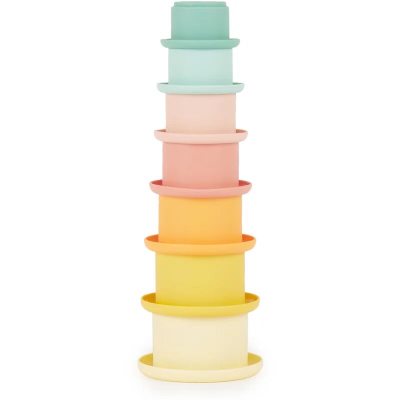 Bieco Silicone Stacking Cups Tropical Vibes чашки за редене 12 m+ 7 бр.