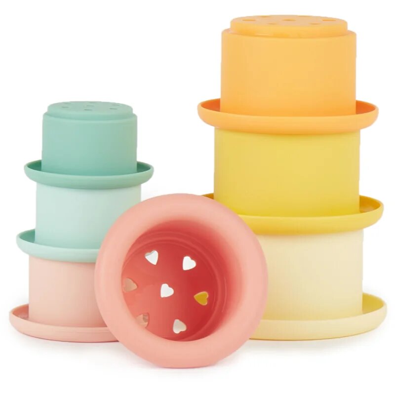 Bieco Silicone Stacking Cups Tropical Vibes чашки за редене 12 m+ 7 бр.