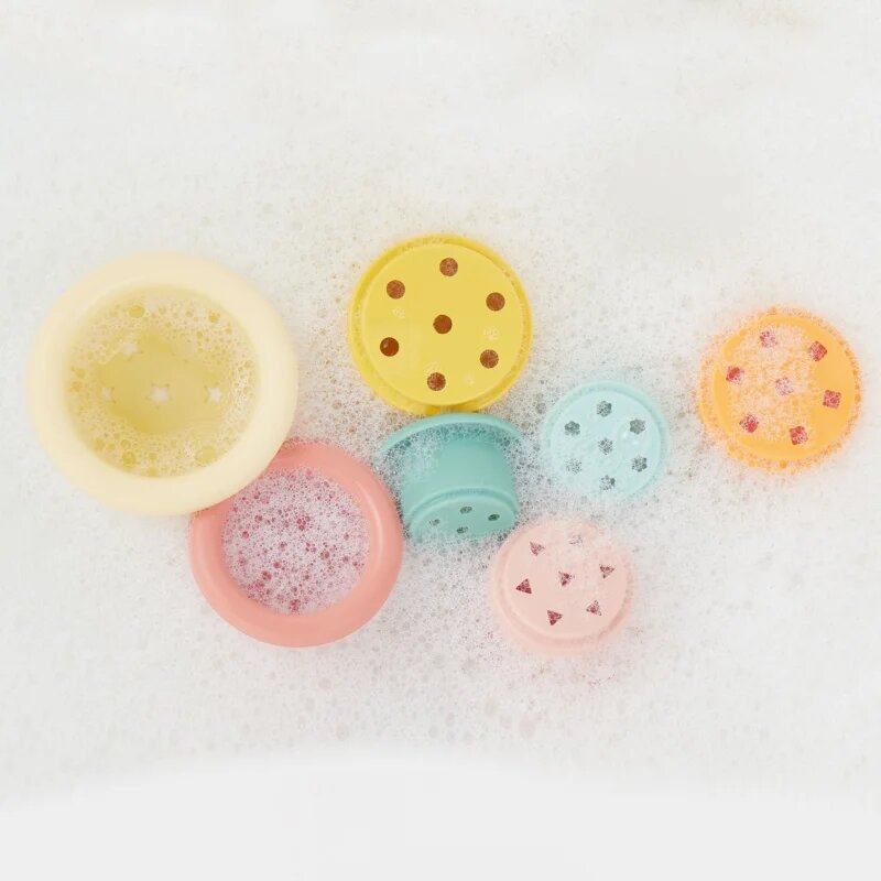Bieco Silicone Stacking Cups Tropical Vibes чашки за редене 12 m+ 7 бр.