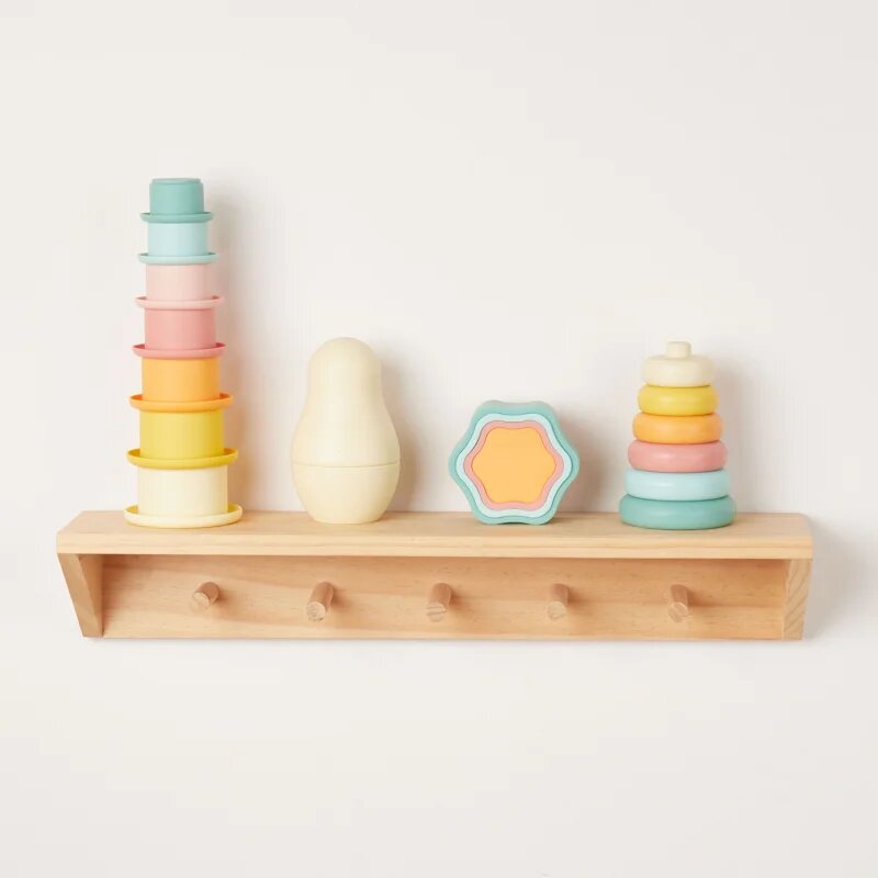 Bieco Silicone Stacking Cups Tropical Vibes чашки за редене 12 m+ 7 бр.