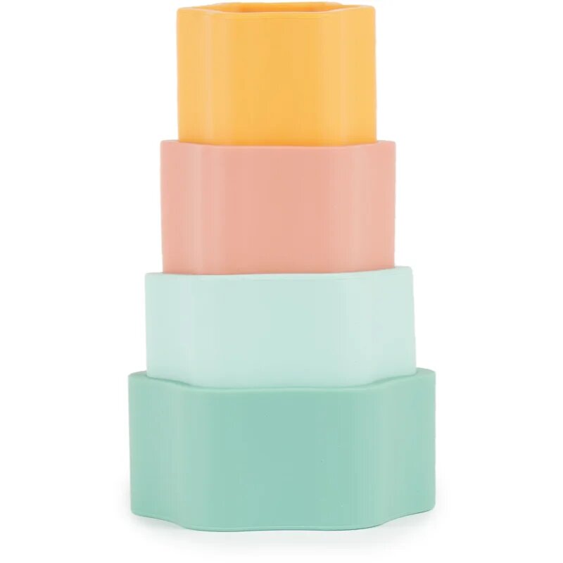 Bieco Silicone Stacking Tower Flower играчка за подреждане 12 m+ Tropical Vibes 4 бр.