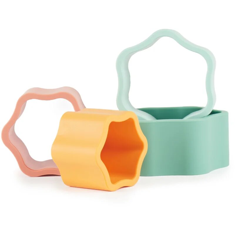 Bieco Silicone Stacking Tower Flower играчка за подреждане 12 m+ Tropical Vibes 4 бр.