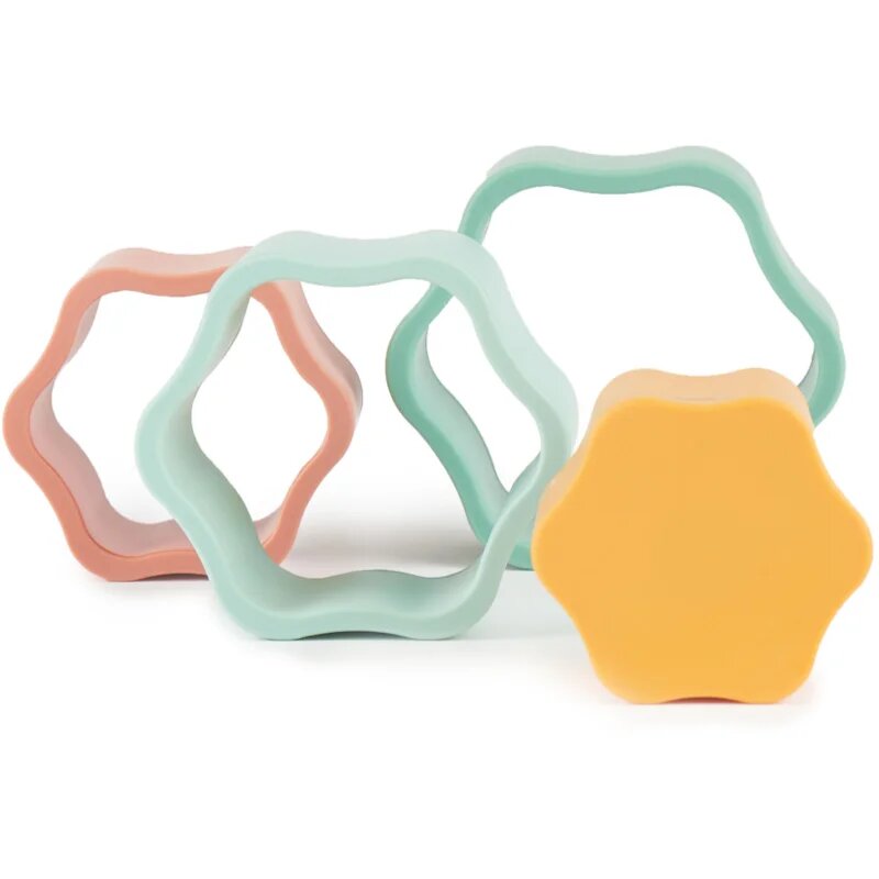 Bieco Silicone Stacking Tower Flower играчка за подреждане 12 m+ Tropical Vibes 4 бр.