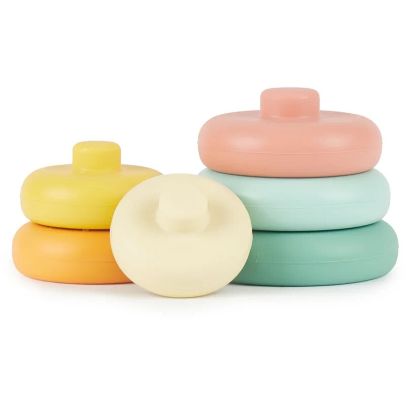 Bieco Silicone Stacking Tower Tropical Vibes пръстени за подреждане 12 m+ 6 бр.