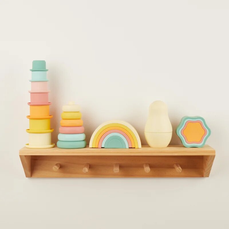 Bieco Silicone Stacking Tower Tropical Vibes пръстени за подреждане 12 m+ 6 бр.