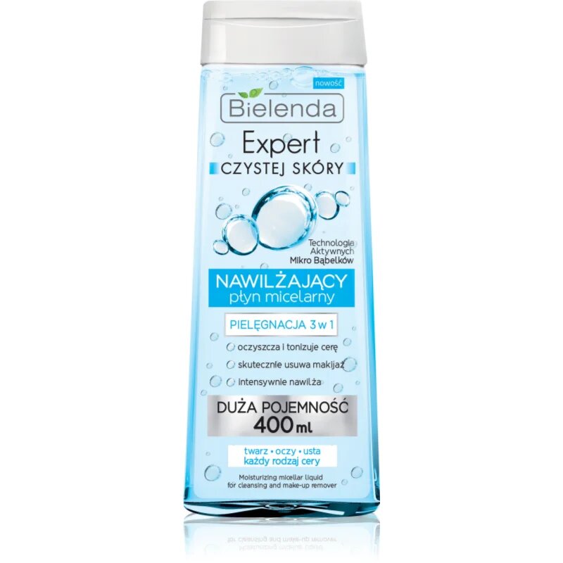 Bielenda Expert Pure Skin Moisturizing мицеларна почистваща вода 3 в 1 400 мл.