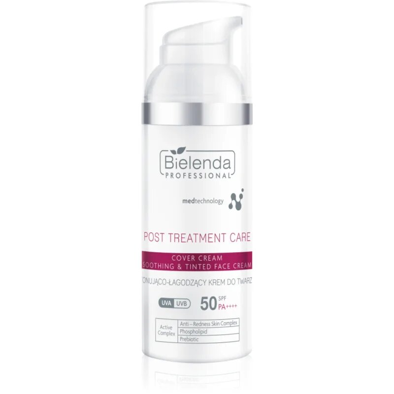 Bielenda Professional Post Treatment Care Soothing & Tinted Face Cream успокояващ крем за чувствителна и раздразнена кожа SPF 50 50 мл.