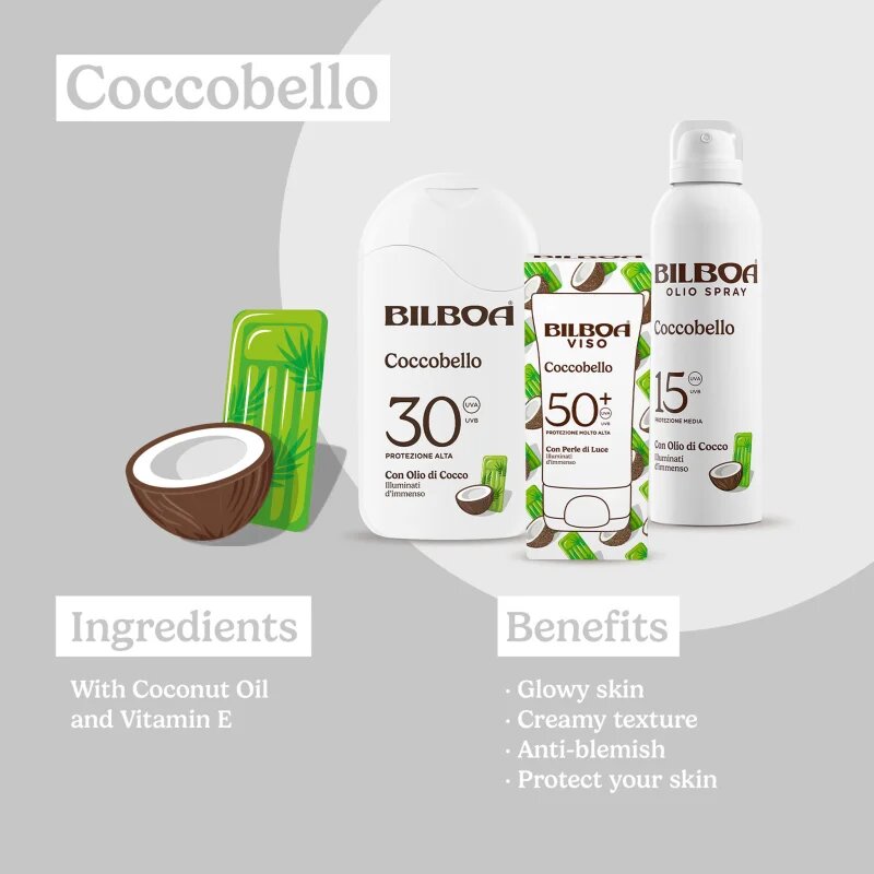 Bilboa Coccobello Trigger слънцезащитен спрей с кокосово масло SPF 20 250 мл.