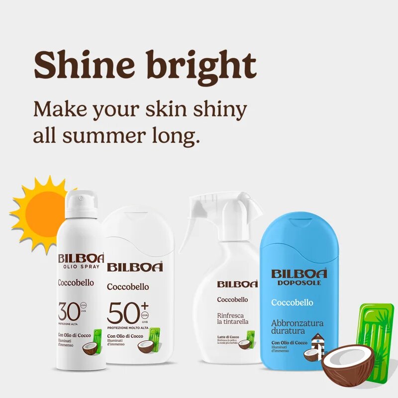 Bilboa Coccobello Trigger слънцезащитен спрей с кокосово масло SPF 20 250 мл.