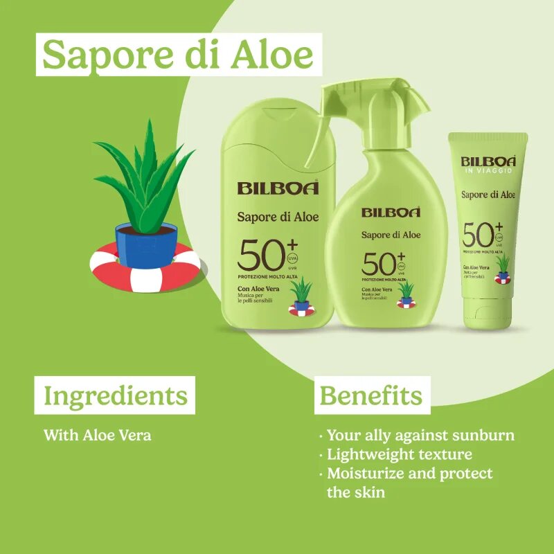 Bilboa Sapore di Aloe Latte крем за тен с алое вера SPF 50+ 200 мл.