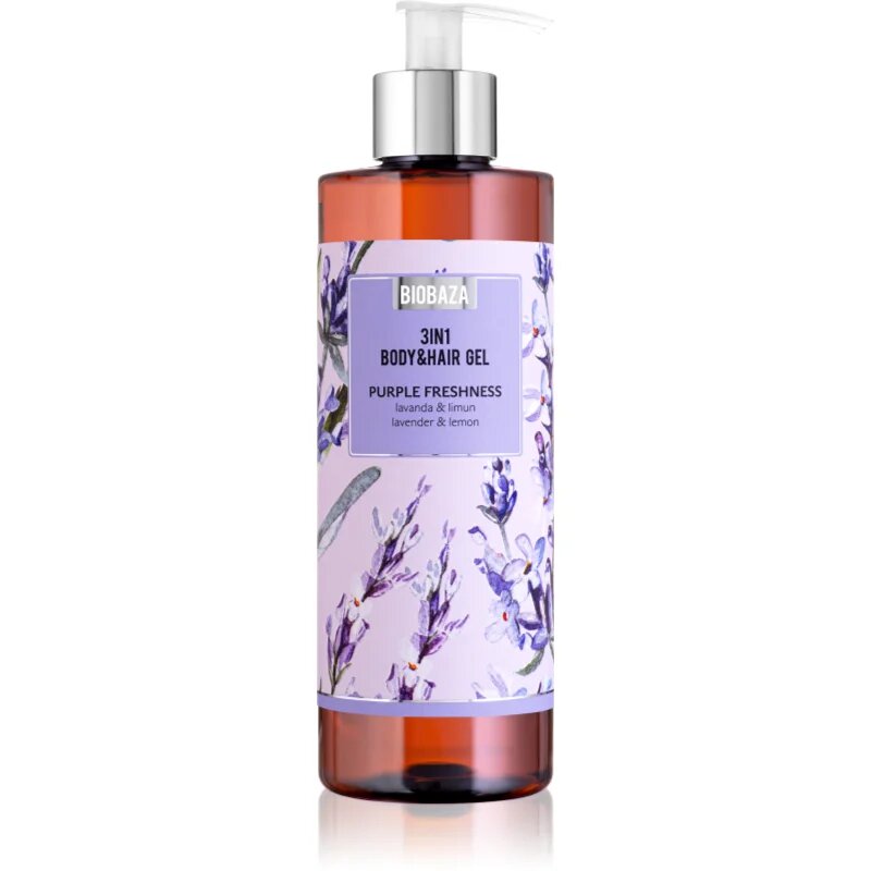 BIOBAZA 3in1 Body&Hair Gel Purple Freshness шампоан балсам и душ гел 3 в 1 400 мл.