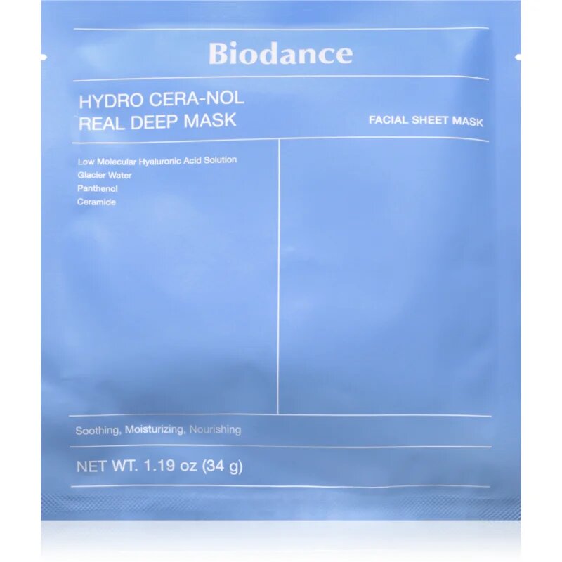 Biodance Hydro Cera-nol Real Deep Mask хидратираща маска за лице с успокояващ ефект 34 гр.