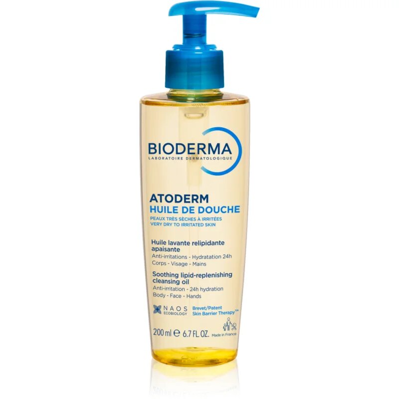 Bioderma Atoderm Shower Oil високо подхранващ и успокояващ душ-гел за суха и раздразнена кожа 200 мл.