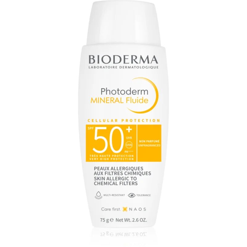 Bioderma Photoderm Mineral Fluid защитен флуид без химически филтри SPF 50+ 75 гр.
