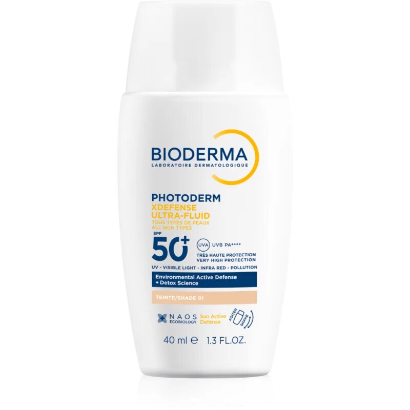 Bioderma Photoderm XDefense Tinted защитна тонирана течност за лице SPF 50+ цвят 01 Very Light 40 мл.
