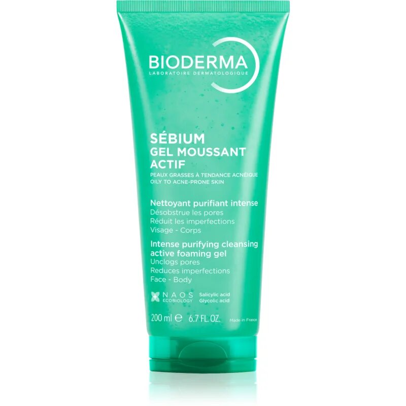 Bioderma Sébium Gel Moussant Actif дълбоко почистващ гел за мазна и проблемна кожа 200 мл.